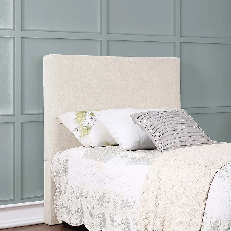 Pirro Smooth-Edge Upholstered Twin Panel Headboard in Sand