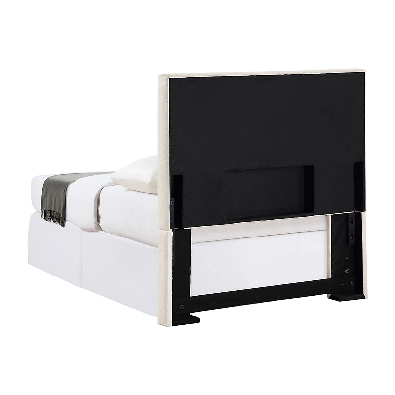 Pirro Smooth-Edge Upholstered Twin Panel Headboard in Sand