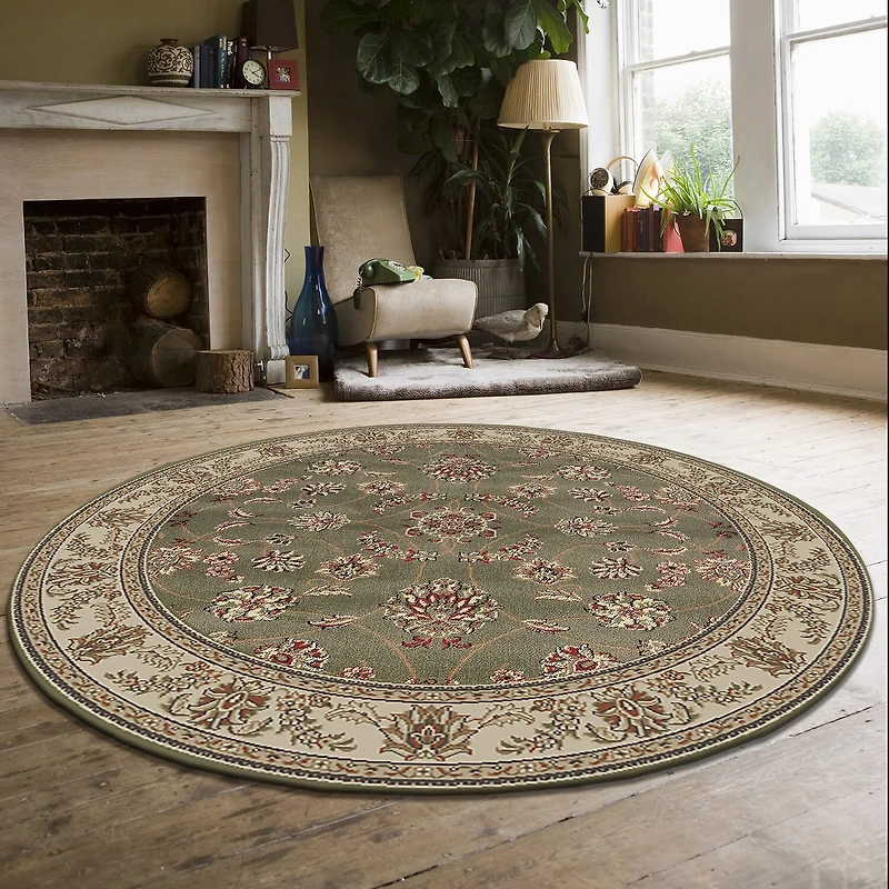 Radici Alba Motiff Traditional Oriental Indoor Round Area Rug