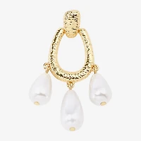 Bijoux Bar Gold Tone Womens Simulated Pearl Drop Earrings