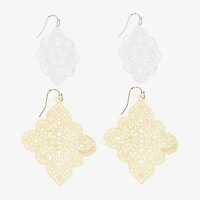 Bijoux Bar Two Tone Filigree Womens 2 Pair Earring Set