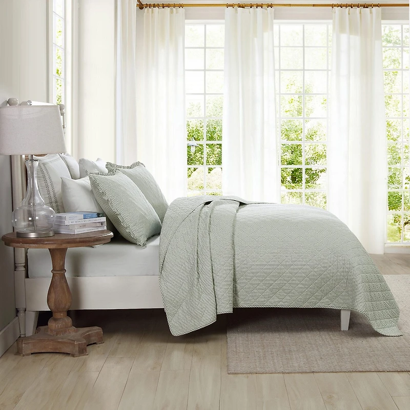 Laura Ashley Oxford Stripe Quilt Set