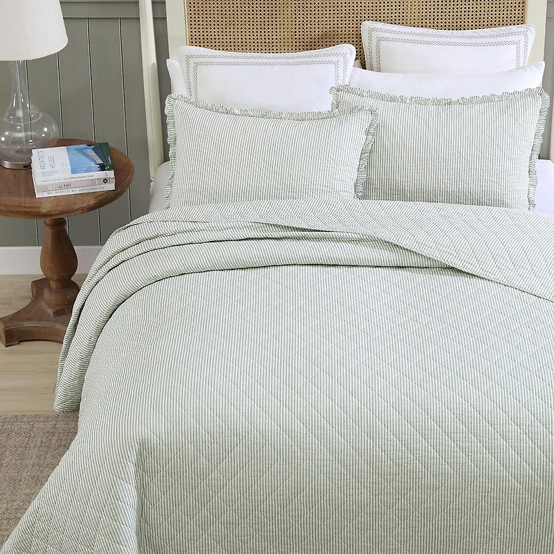 Laura Ashley Oxford Stripe Quilt Set