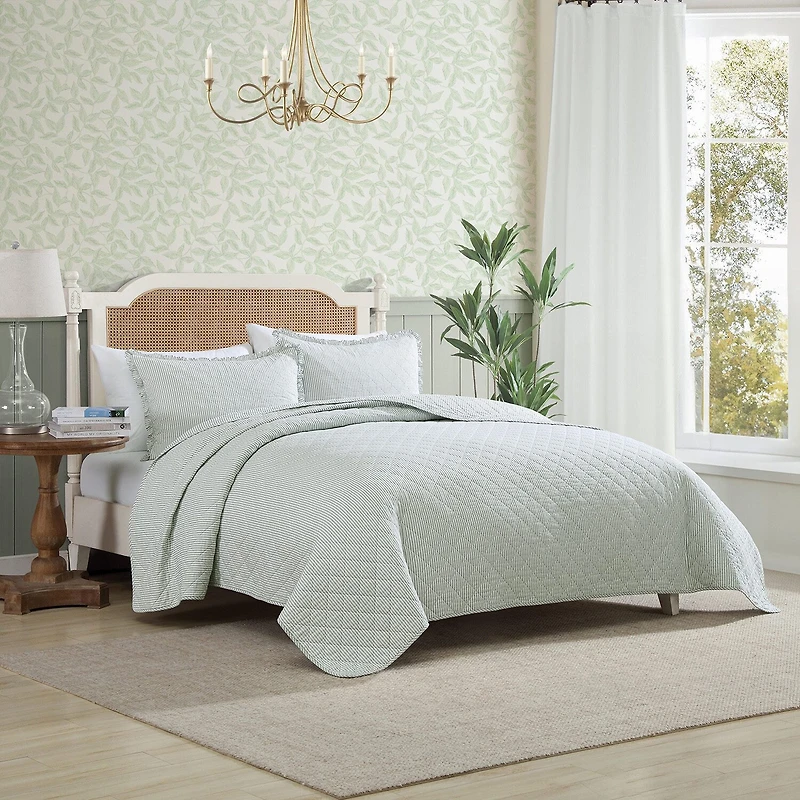 Laura Ashley Oxford Stripe Quilt Set