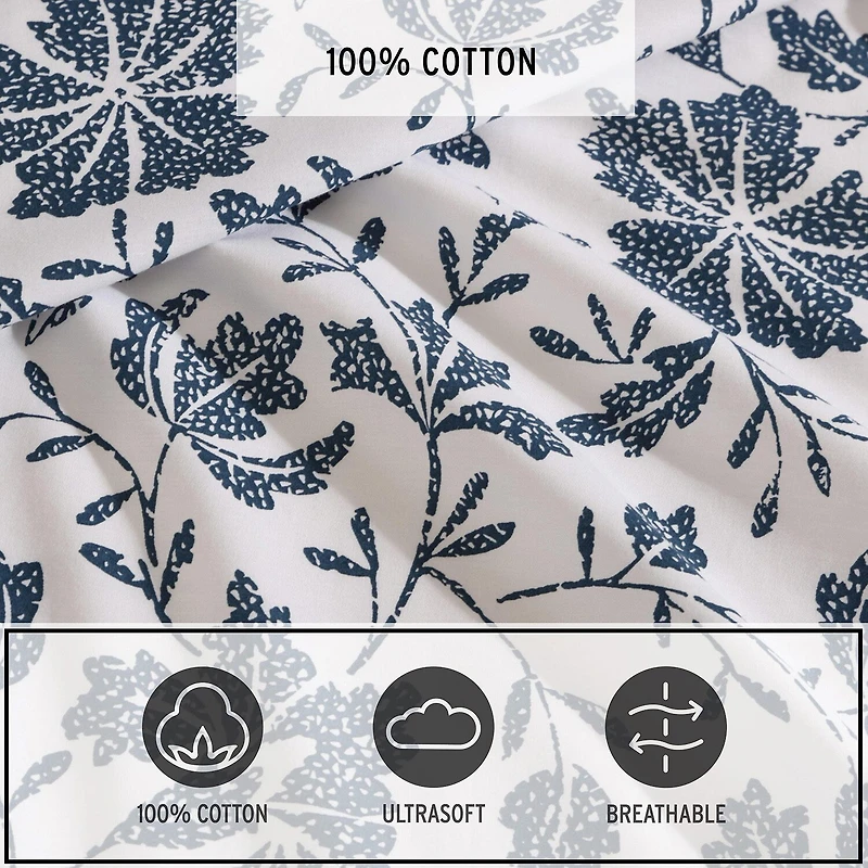 Eddie Bauer Woodblock Floral Sheet Set