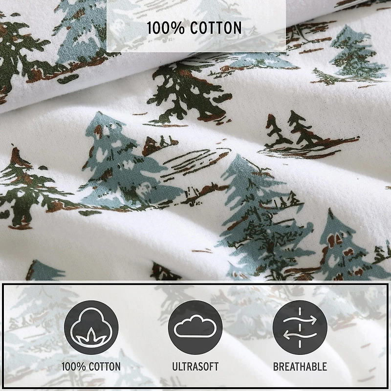Eddie Bauer Snowy Pine Trees Sheet Set