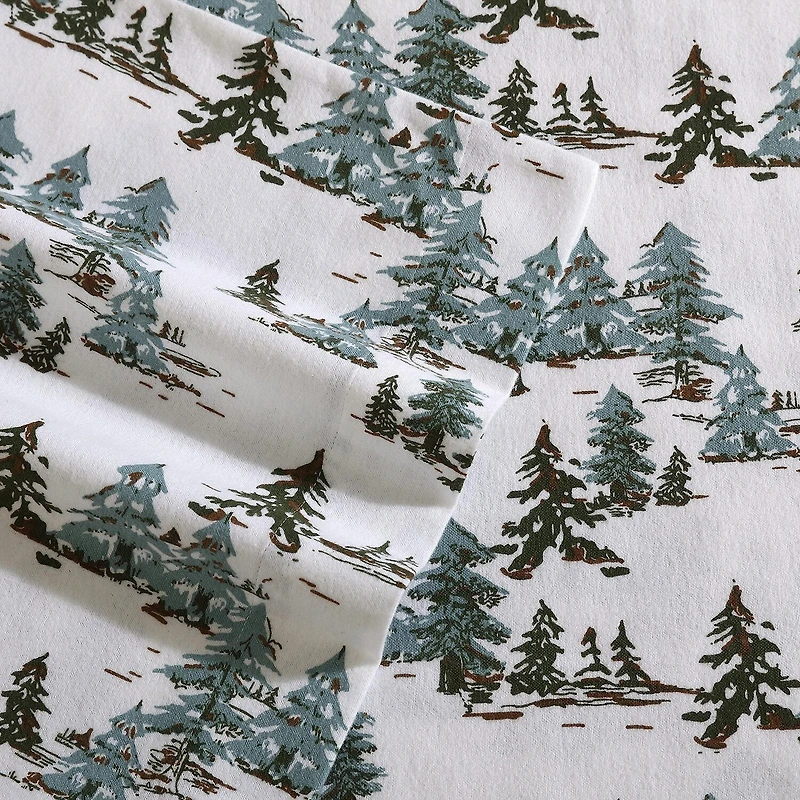 Eddie Bauer Snowy Pine Trees Sheet Set