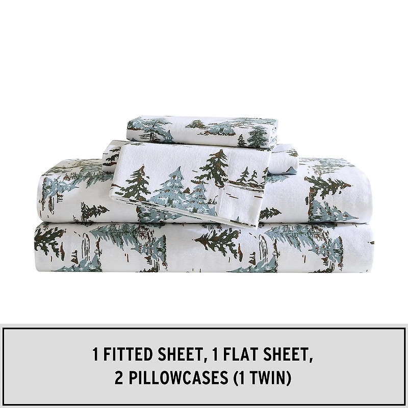 Eddie Bauer Snowy Pine Trees Sheet Set