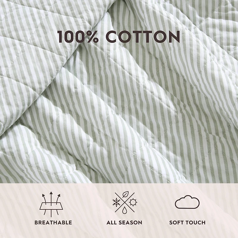 Laura Ashley Oxford Stripe Quilt Set