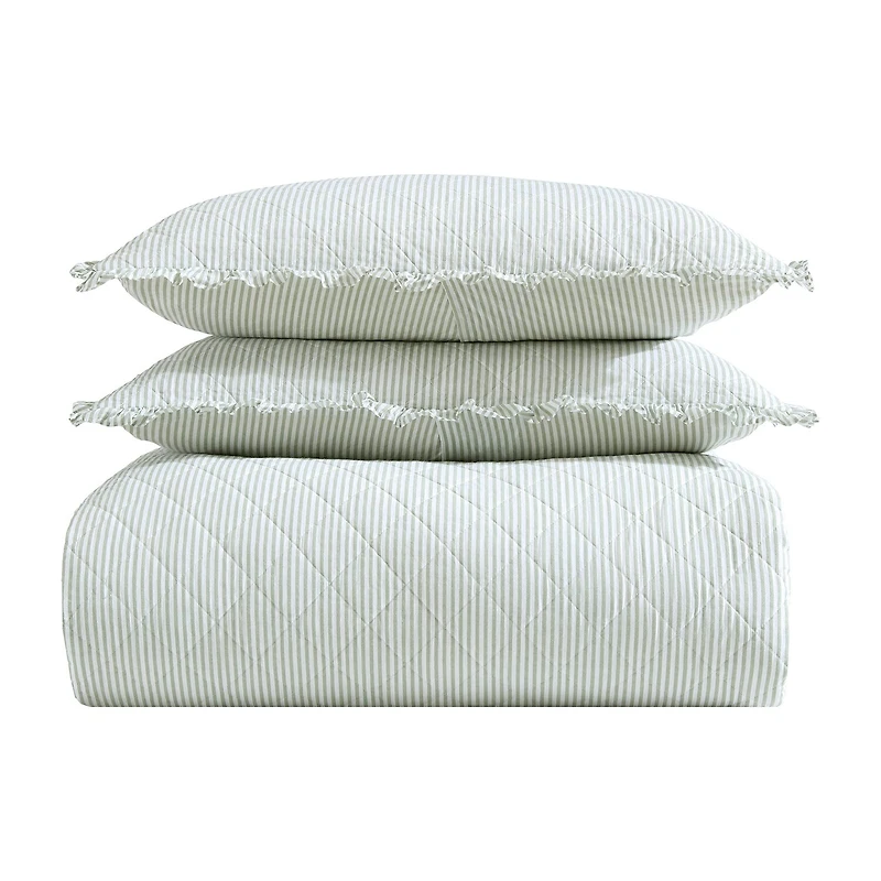 Laura Ashley Oxford Stripe Quilt Set