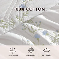 Laura Ashley Floral Embroidery Quilt Set