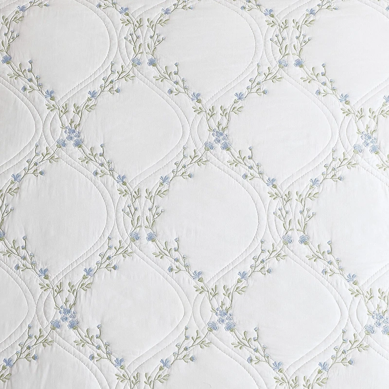 Laura Ashley Floral Embroidery Quilt Set