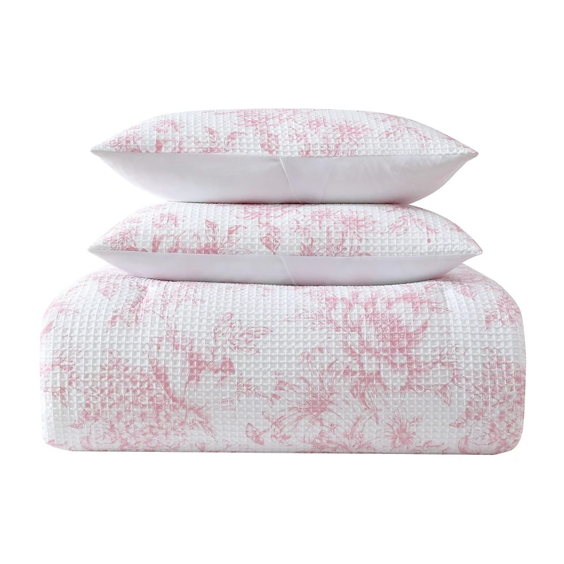 Laura Ashley Delphine Poly Waffle Midweight Comforter Set
