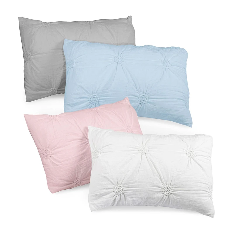 Swift Home Luxurious Ruched 3d Floral Pintuck Sham And Midweight Down Alternative Comforter Set