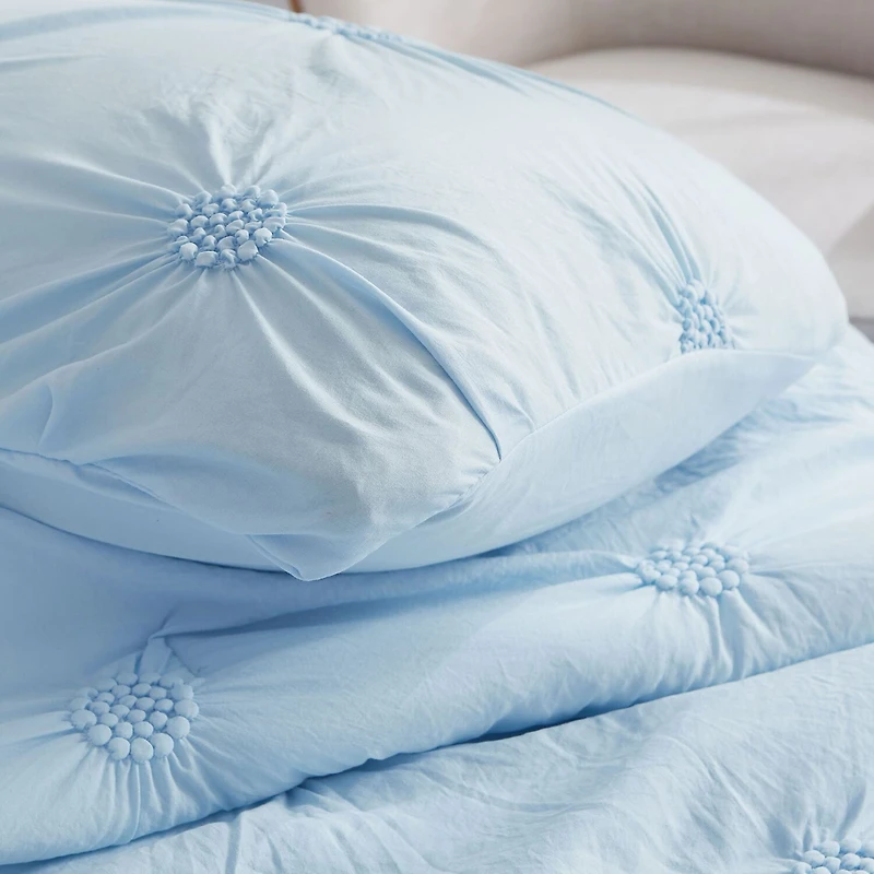 Swift Home Luxurious Ruched 3d Floral Pintuck Sham And Midweight Down Alternative Comforter Set