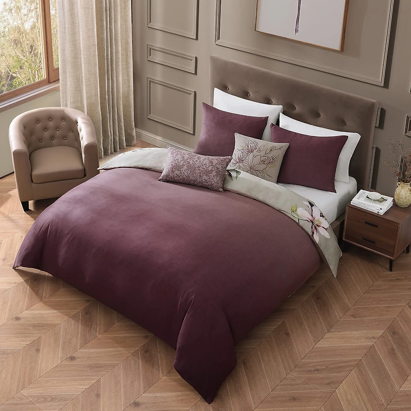 Bebejan Purple Lilies 5-pc. Midweight Reversible Comforter Set