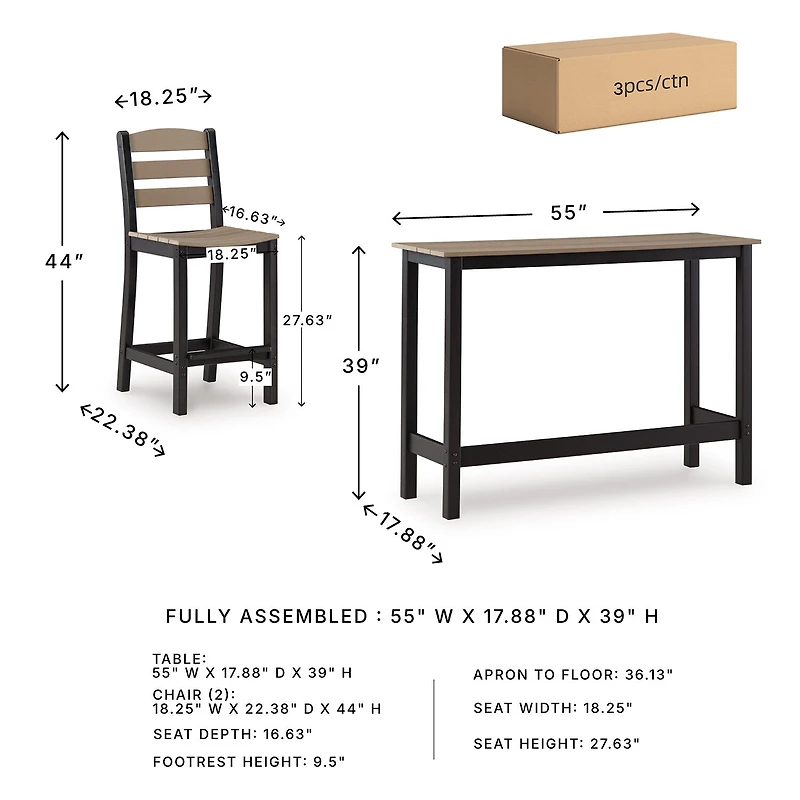 Signature Design by Ashley Moore Outdoor Counter Table and 2 Barstools