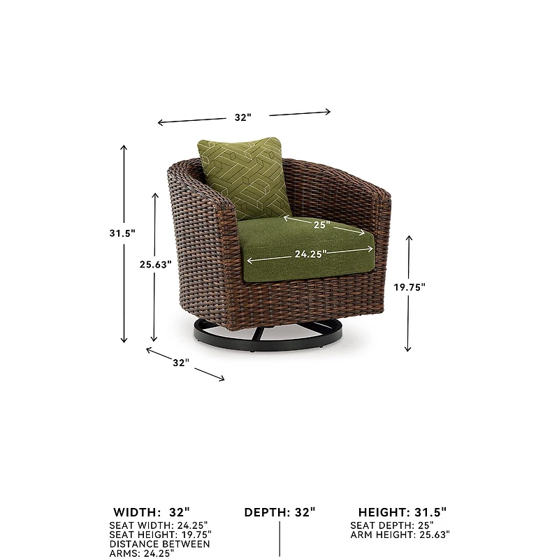 Signature Design by Ashley Hoquiam Outdoor Swivel Lounge Chair with Cushion