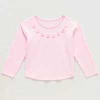 Okie Dokie Toddler & Little Girls Round Neck Long Sleeve Embroidered T-Shirt