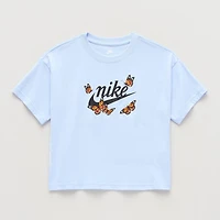 Nike Club Big Kid Girls Crew Neck Short Sleeve Oversized Graphic T-Shirt