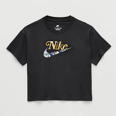 Nike Club Big Kid Girls Crew Neck Short Sleeve Oversized Graphic T-Shirt