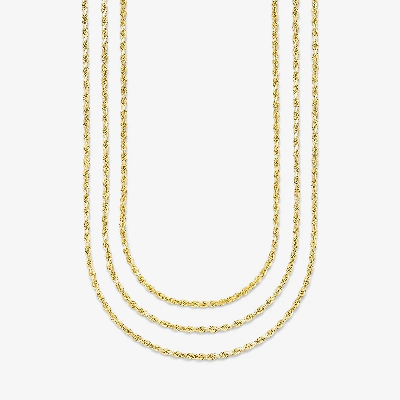 Womens 10K Gold 20 Inch Rope Chain Necklace