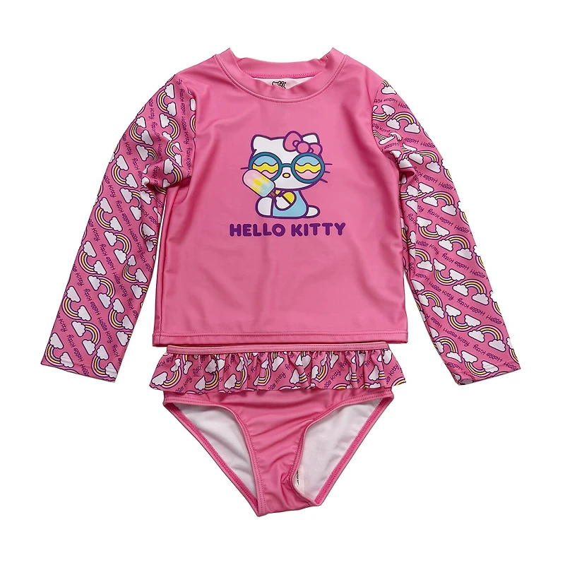 Little Girls UV Protection Hello Kitty 2-pc. Rash Guard Set