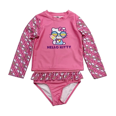 Little Girls UV Protection Hello Kitty 2-pc. Rash Guard Set