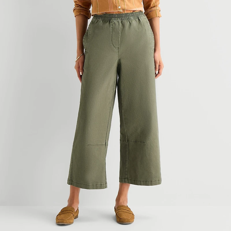 St. John's Bay Womens Tall Wide Leg Mid Rise Cropped Pant