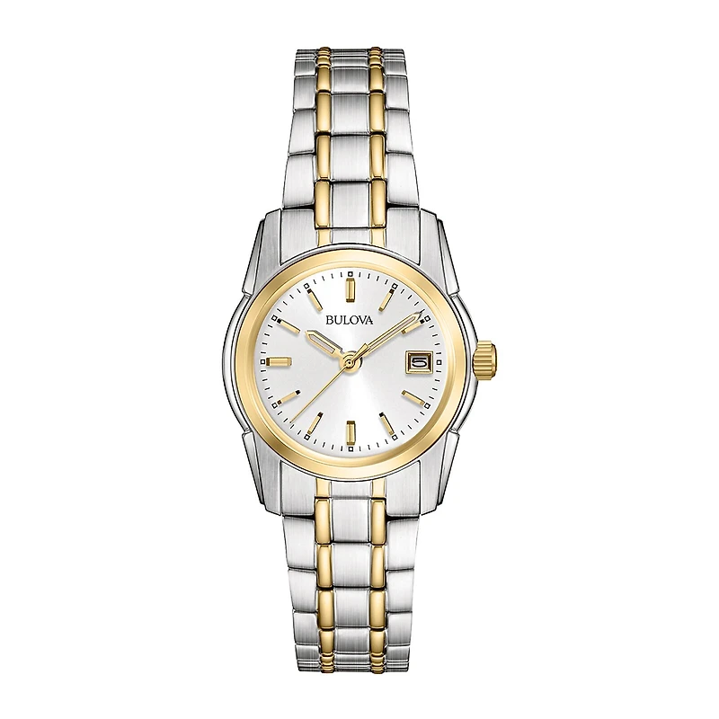 Bulova Classic Womens Two Tone Stainless Steel Bracelet Watch 98m105