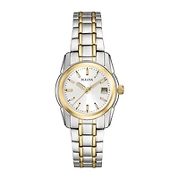 Bulova Classic Womens Two Tone Stainless Steel Bracelet Watch 98m105