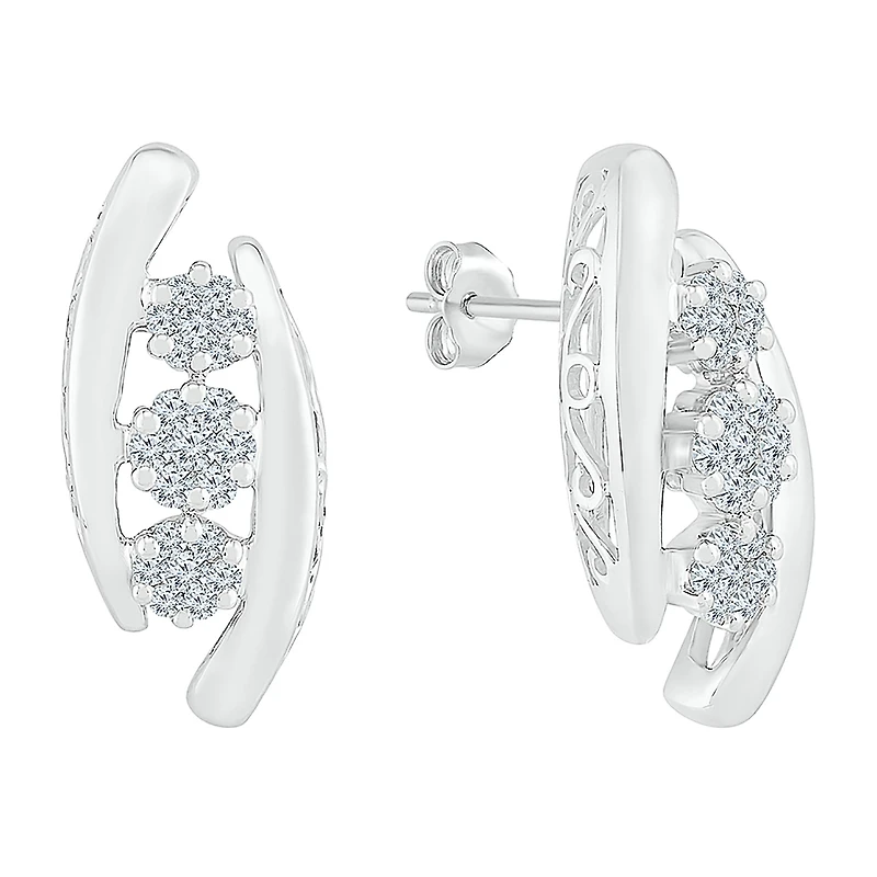 Womens 5/8 CT. T.W. Natural White Diamond 10K Gold Drop Earrings