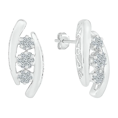 Womens 5/8 CT. T.W. Natural White Diamond 10K Gold Drop Earrings