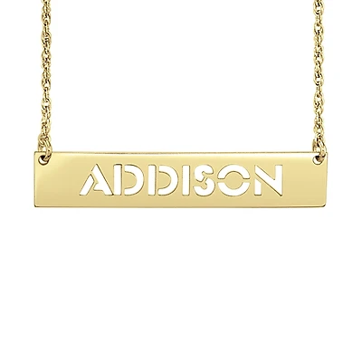 Personalized Womens Sterling Silver Bar Name Necklace