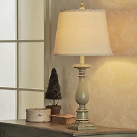 Stylecraft 14 W Distressed Green Table Lamp