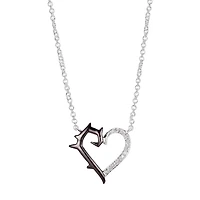 Disney Classics Villians Womens Cubic Zirconia Pure Silver Over Brass Heart 16 Inch Pendant Necklace