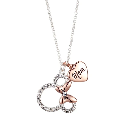 Disney Classics Mom Womens Crystal Heart 16 Inch Pendant Necklace