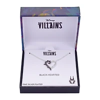 Disney Classics Villians Womens Cubic Zirconia Pure Silver Over Brass Heart 16 Inch Pendant Necklace