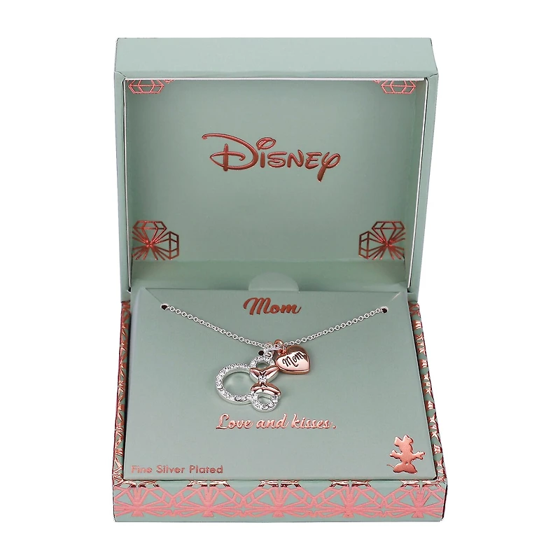 Disney Classics Mom Womens Crystal Heart 16 Inch Pendant Necklace