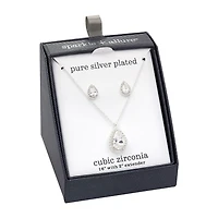 Sparkle Allure Womens White Cubic Zirconia Pure Silver Over Brass Pear 2-pc. Jewelry Set