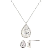 Sparkle Allure Womens White Cubic Zirconia Pure Silver Over Brass Pear 2-pc. Jewelry Set