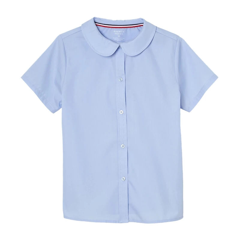 French Toast Little & Big Kid Girls Short Sleeve Fitted Regular Fit Button-Down Shirt