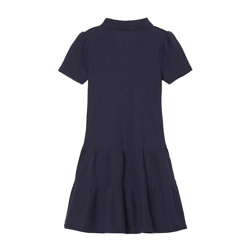 French Toast Little & Big Kid Girls Short Sleeve Fitted Midi Shirt Dress
