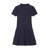 French Toast Little & Big Kid Girls Short Sleeve Fitted Midi Shirt Dress