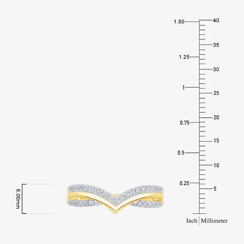 Womens 1/4 CT. T.W. Natural White Diamond 10K Gold Chevron Wedding Band