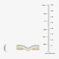 Womens 1/4 CT. T.W. Natural White Diamond 10K Gold Chevron Wedding Band