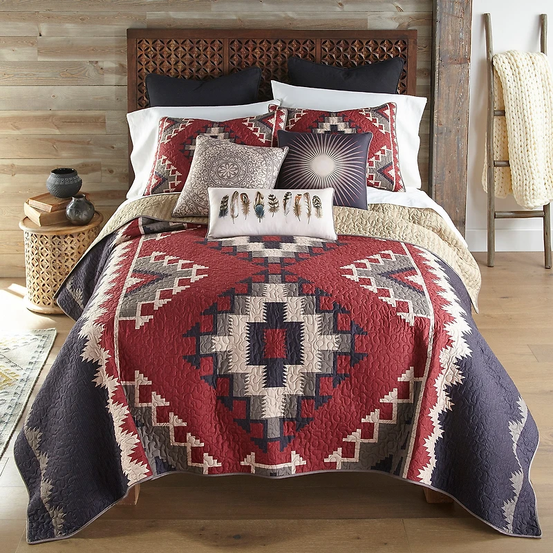 Donna Sharp Mojave Red Feather Rectangular Throw Pillow