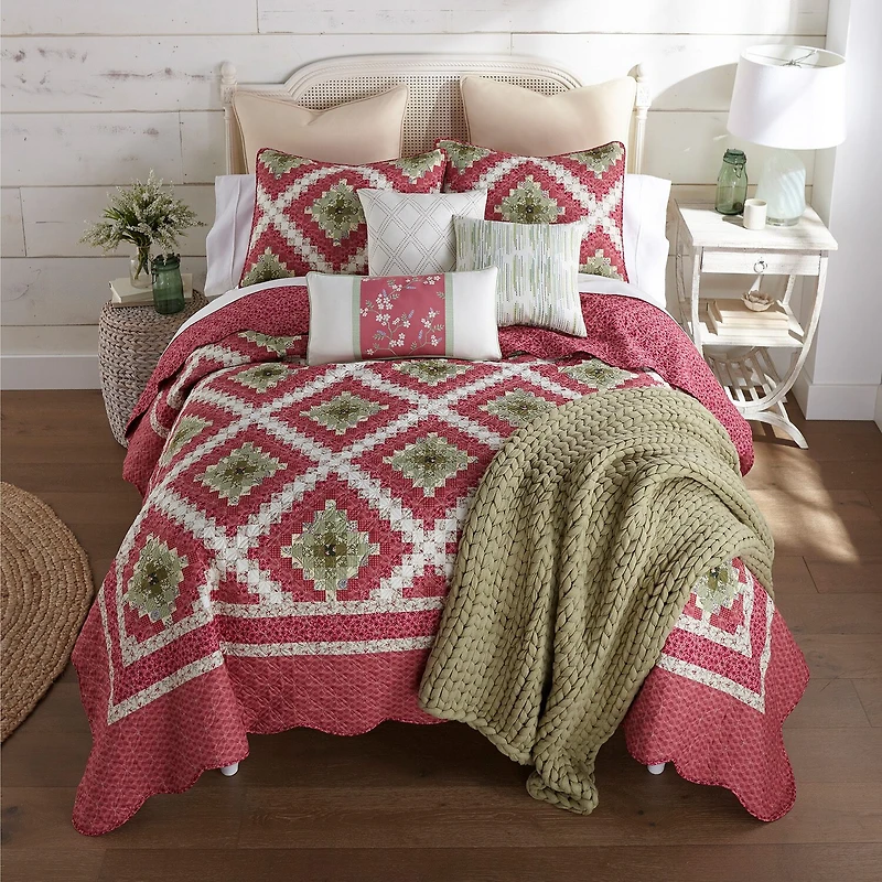Donna Sharp Sweet Melon Stitches Square Throw Pillow