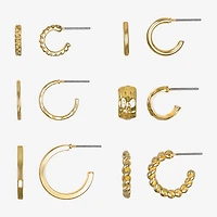 Bijoux Bar Delicates Gold Tone Womens 6 Pair Earring Set