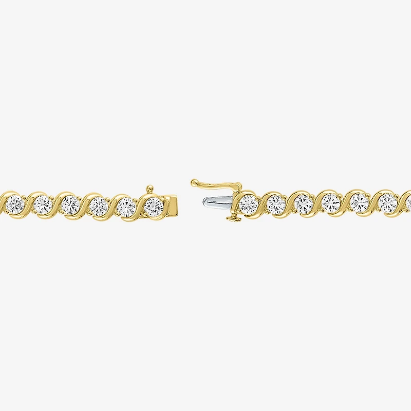 Womens Lab Created White Sapphire 14K Gold Over Silver 7.5 Inch Tennis Bracelet